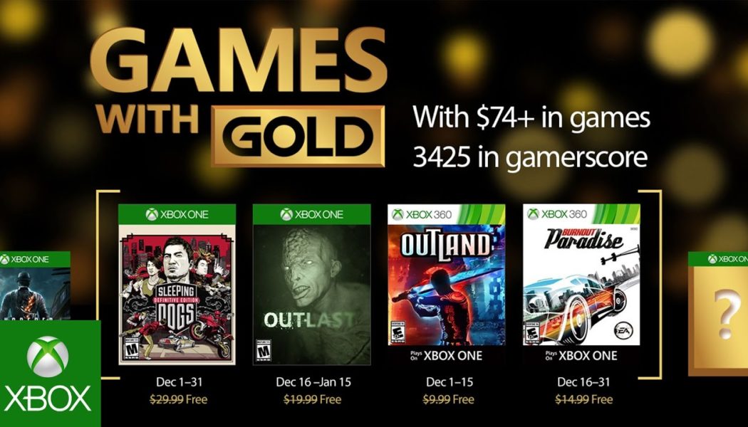 December 2016 Xbox Games With Gold Announced