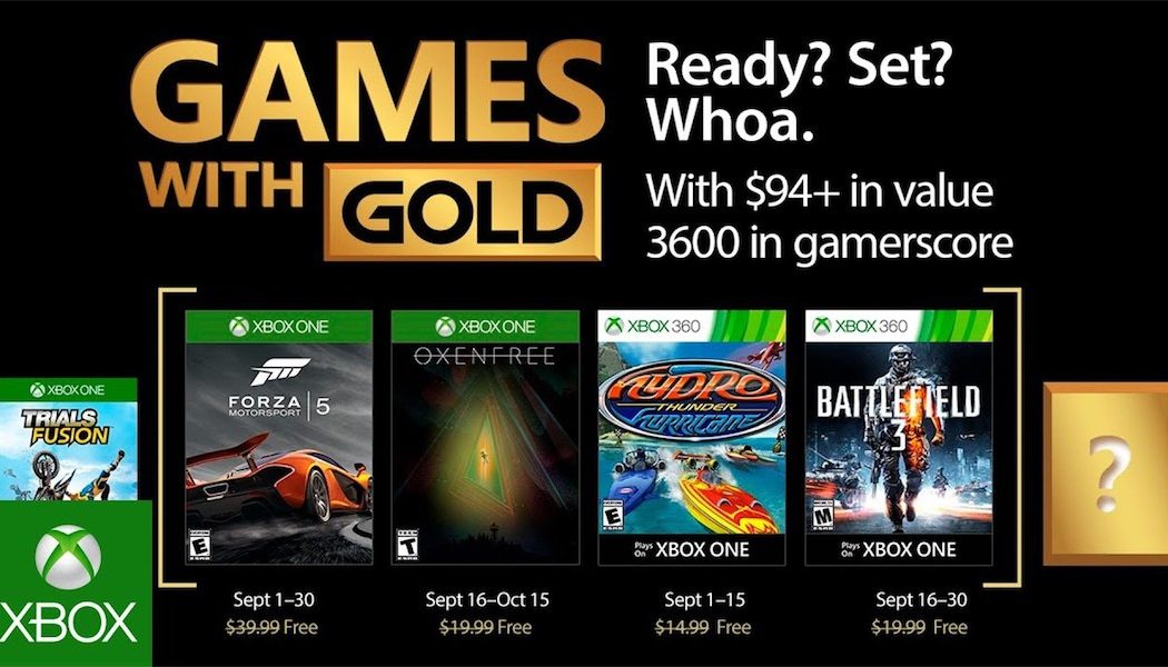 Xbox Games With Gold For September 2017 Revealed